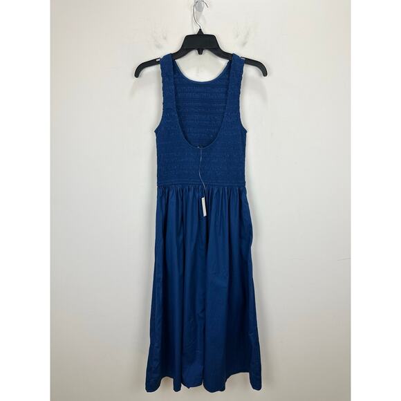 Madewell The Petite Melody Scoopback Smocked Midi Dress Blue Moon Small NWT - Picture 9 of 15